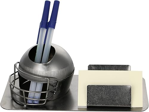 Bolígrafo de escritorio y tarjetero de metal reciclado hecho a mano