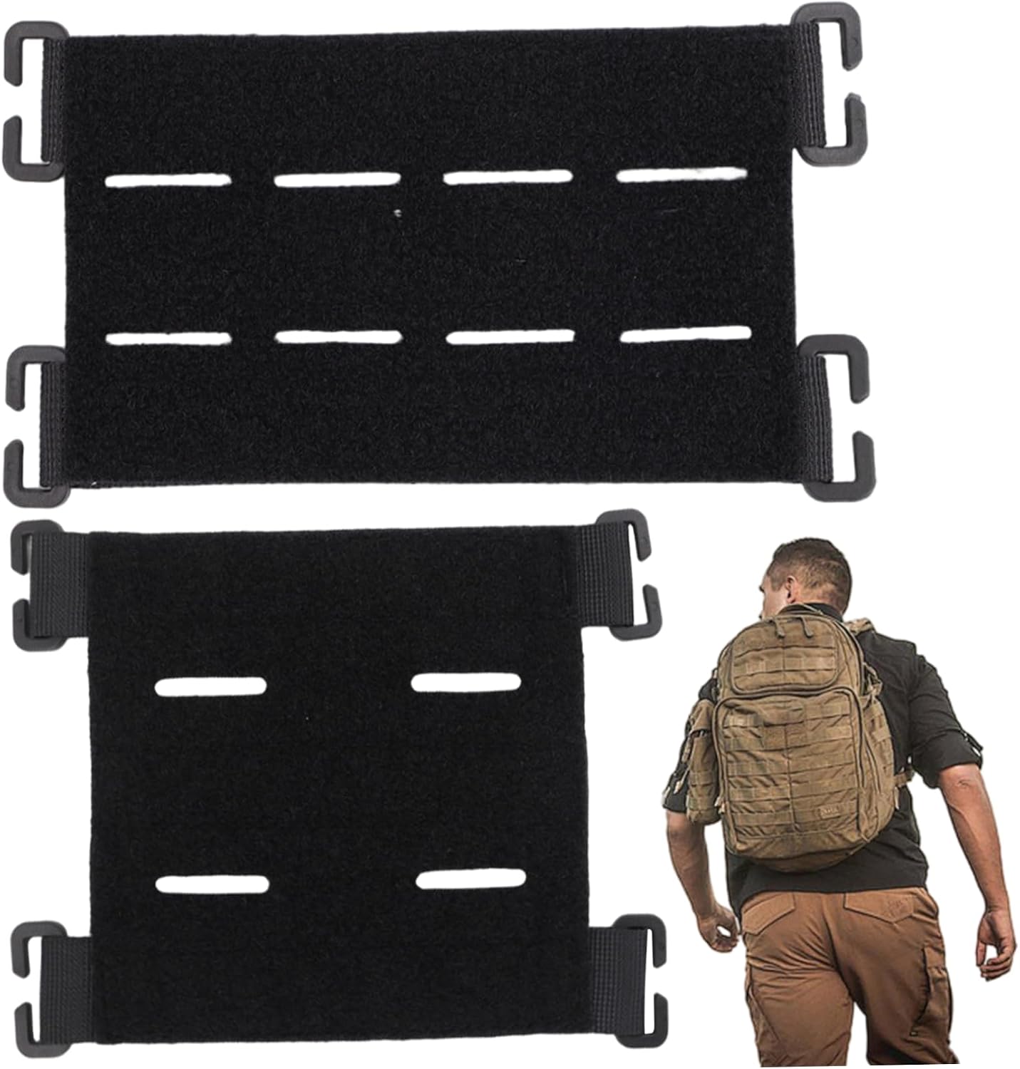 Molle Patch Panel, 2PCS Nylon Molle Patches Display Holder with Cutting Hole and Hook for Backpack, Vest, Outdoor Travel image 4