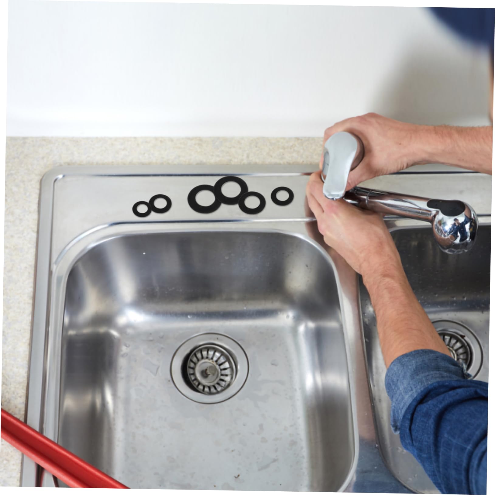 NUOBESTY Kit di Guarnizioni Rubinetto in Plastica Nera, 215 Pezzi, Multi- per Riparare Perdite per Lavabo Bagno e Rubinetto Cucina