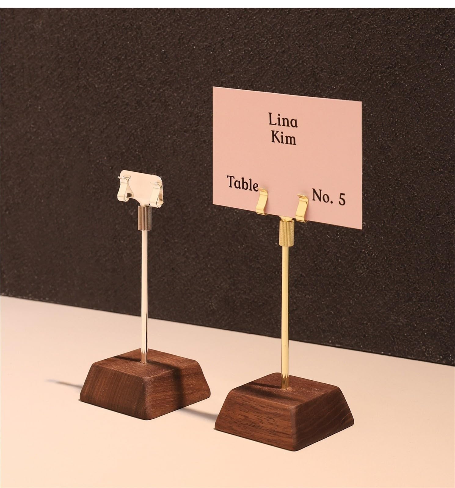 Clip in metallo for portacarte con numero da tavolo in legno da 5 pezzi