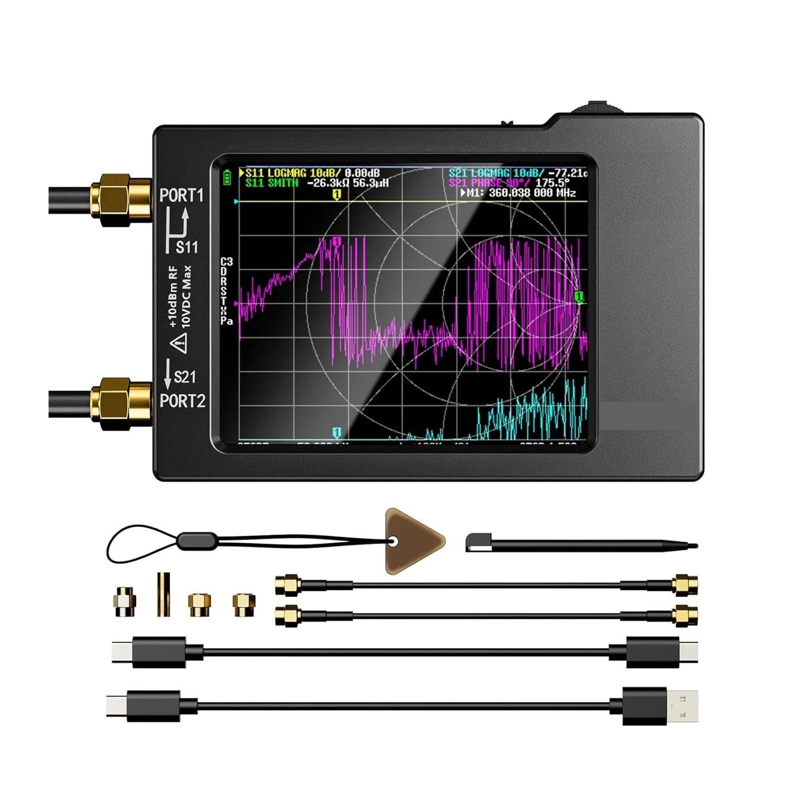 Antennenanalysator, Vector Network Antennenanalysator 10 kHz-1,5 GHz MF HF VHF UHF mit Shell SD-Kartensteckplatz unterstützt 32G Digital VNA-H Tester,für die Netzwerkkabeldiagnose