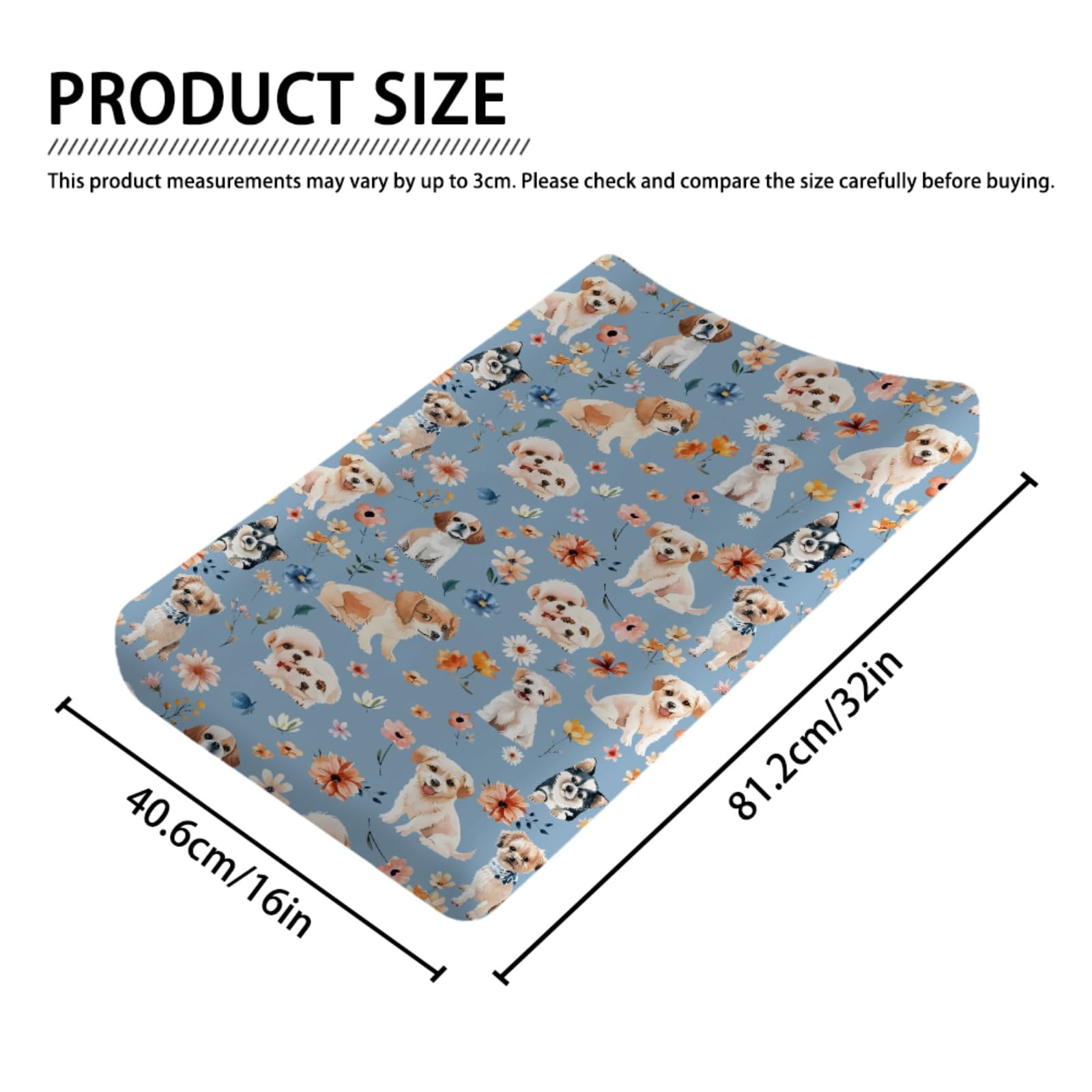 Dogs and Floral Baby Changing Pad Covers,Unisex Fitted Changing Pad Cover for Baby Boys Girls,Comfortable Breathable Changing Table Covers,Polyester Easy Care Diaper Change Table Sheets for Baby