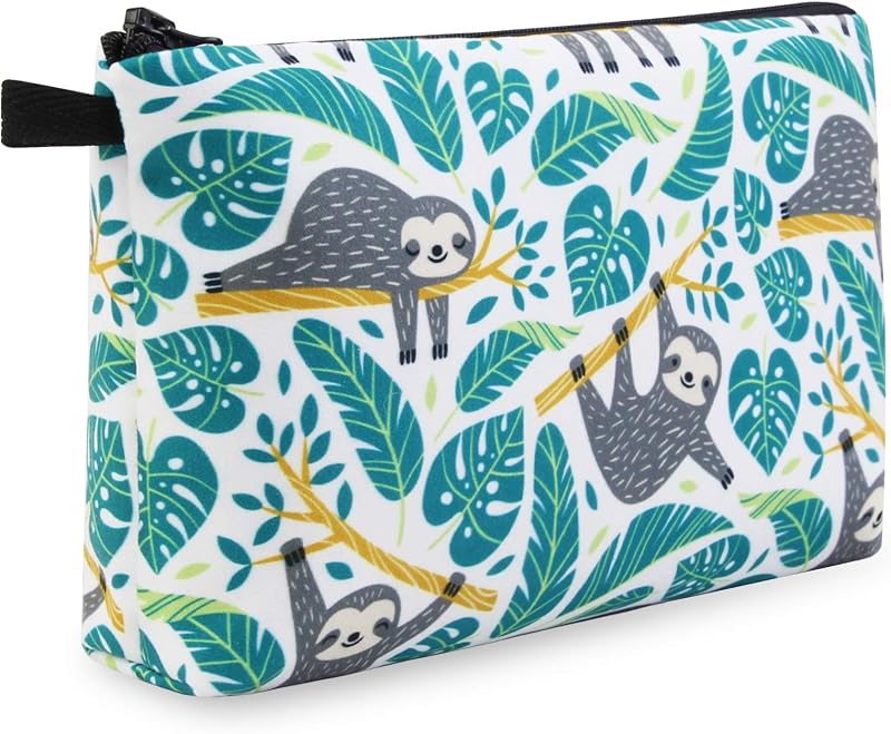 Necessaire de maquiagem MAGEFY em poliéster com zíper, alça lateral e estampa sloth, 20,07 cm x 4,57 cm x 11,94 cm, Pacote com 1