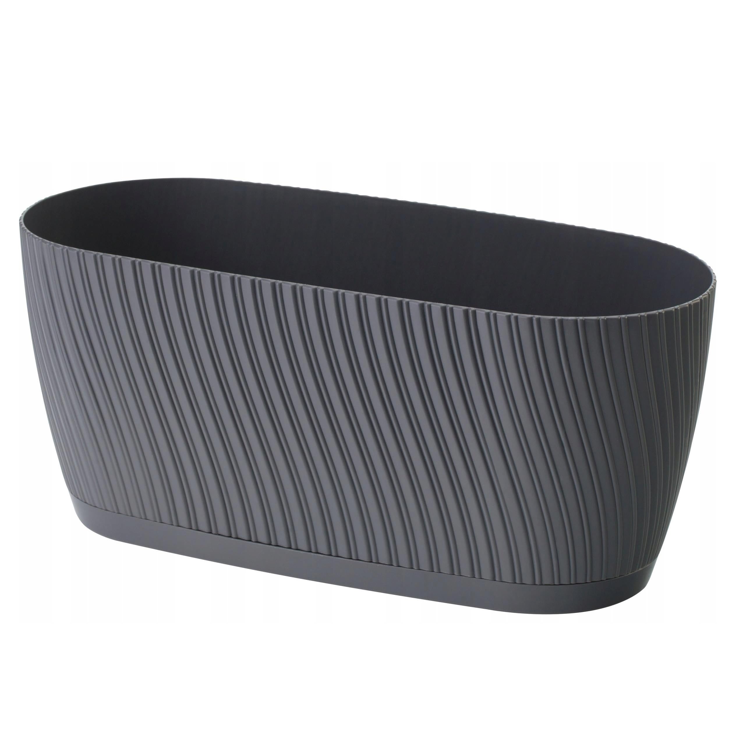 B2c Anthracite Trough Plant Pot Long Plastic Box Planter Succulent Garden Window Herb Flower Oval Textured Flowerpot (Anthracite)