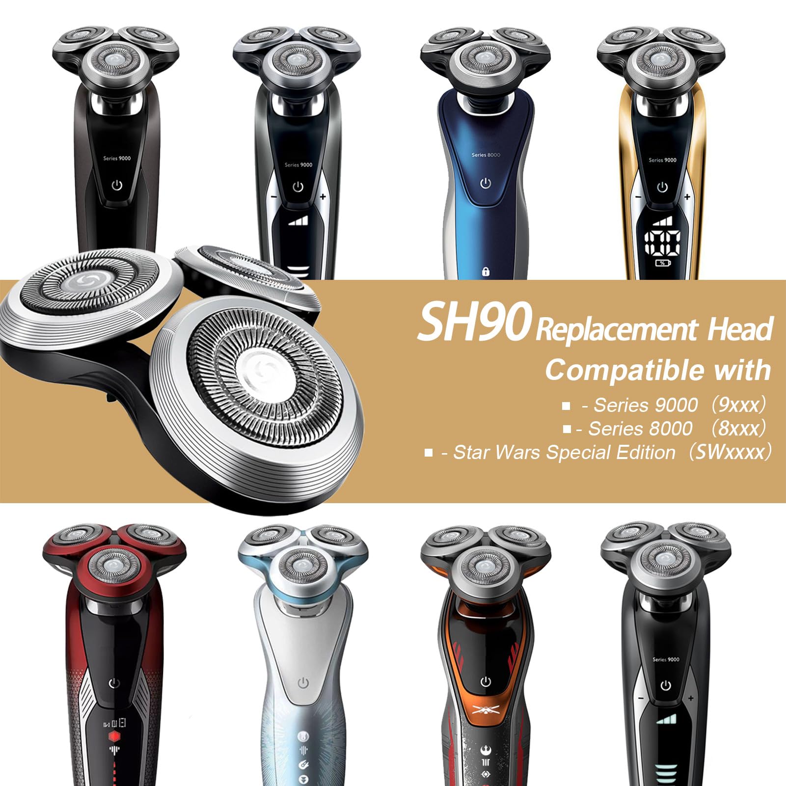 SH90 Replacement Shaver Head for Series 9000/8000 Compatible Models