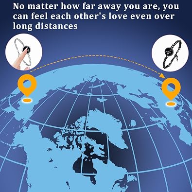 Single Bracelet Long Distance Touch Bracelets Jewelry, Remote Smart Love Bracelet,Send SOS SMS Relationship Bracelets constellations for Couples Lovers Friends Valentine's Day Gifts Black / Silver