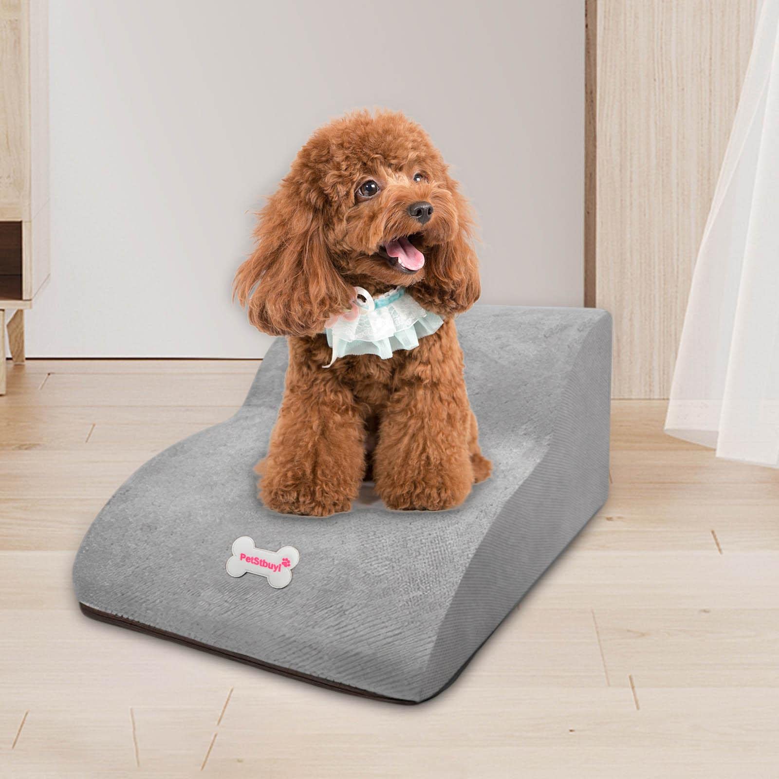 Colcolo Escalera para Perros pequeños, rampa para Perros de Espuma de Alta Densidad para sofá Inferior de Superficie Antideslizante, Escalera para, Gris