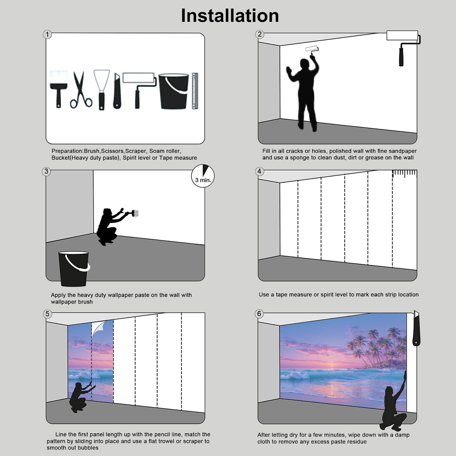 Carta Da Parati Murale Tramonto Sulla Spiaggia, 350x256cm