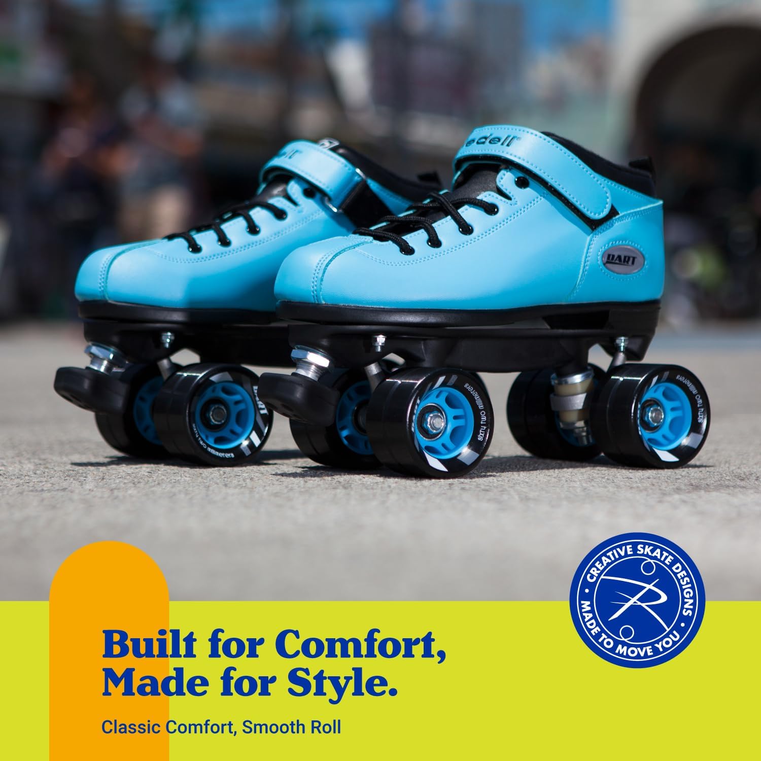 Riedell Dart Roller Skates for Men and Women - Colorful, Ultra-Durable Speed Skate with Precision Fit and Matching Color Wheels, Roller Skates