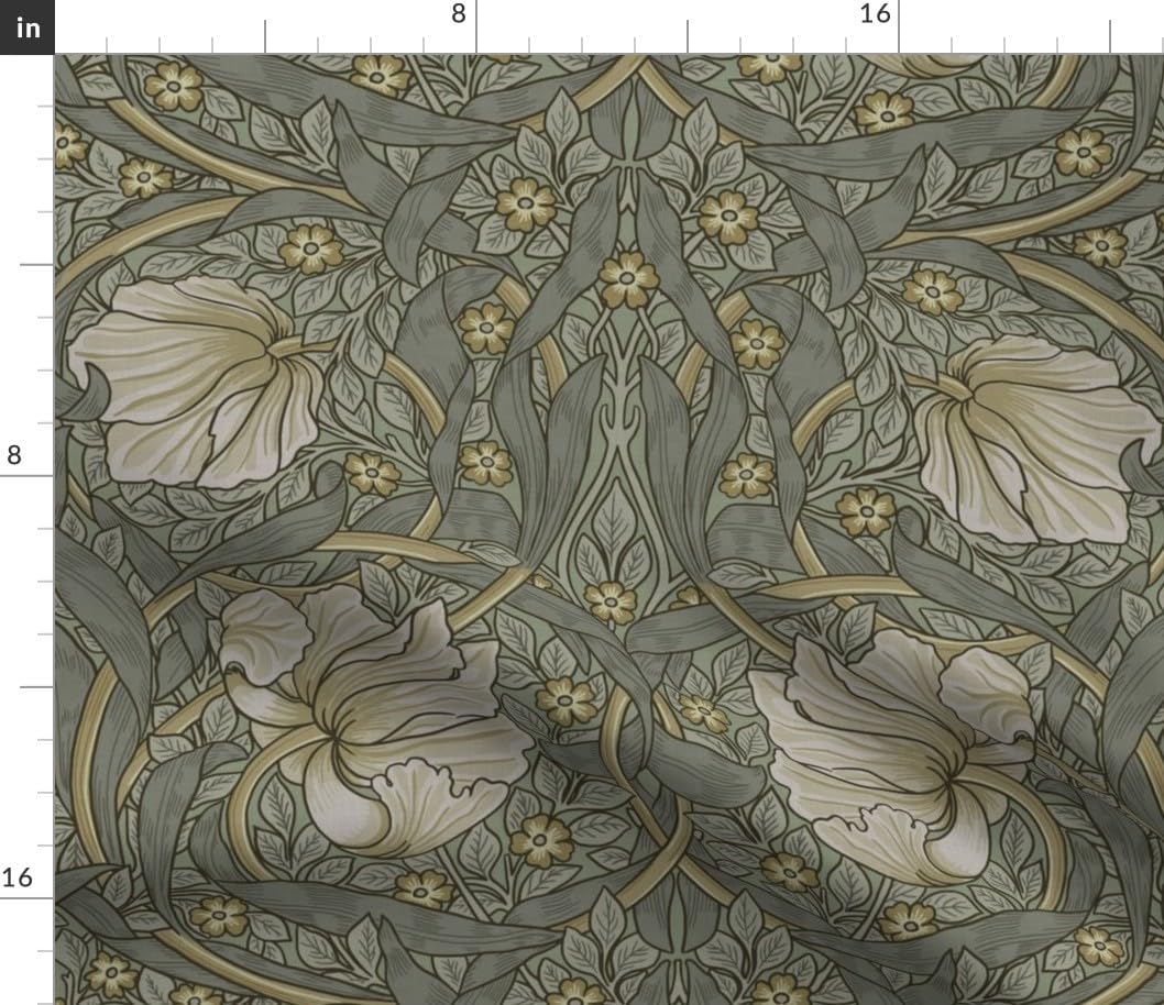 Spoonflower Fabric - Victorian William Morris Antique Large Scale Vintage Historical Printed on Petal Cotton Fabric Fat Quarter - Sewing Quilting Apparel Crafts Decor