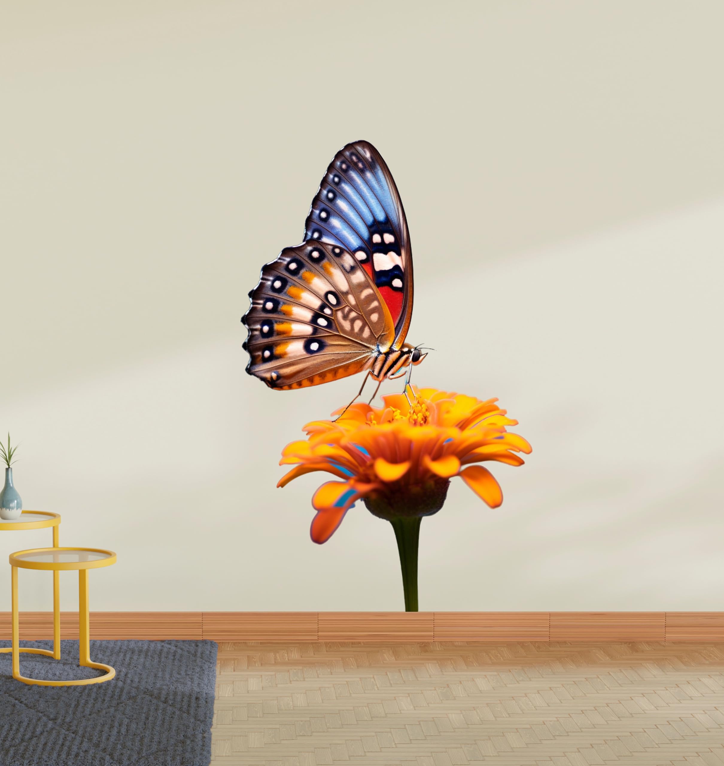 Ridit Creation ™ Big Size Butterflies on Flower Self Adhesive Wall Stickers for Living Room, Bedroom, Hall Home Etc. Size-(58 X 38) cm (B0D8YKTSCY) Amazon Price History, Amazon Price Tracker