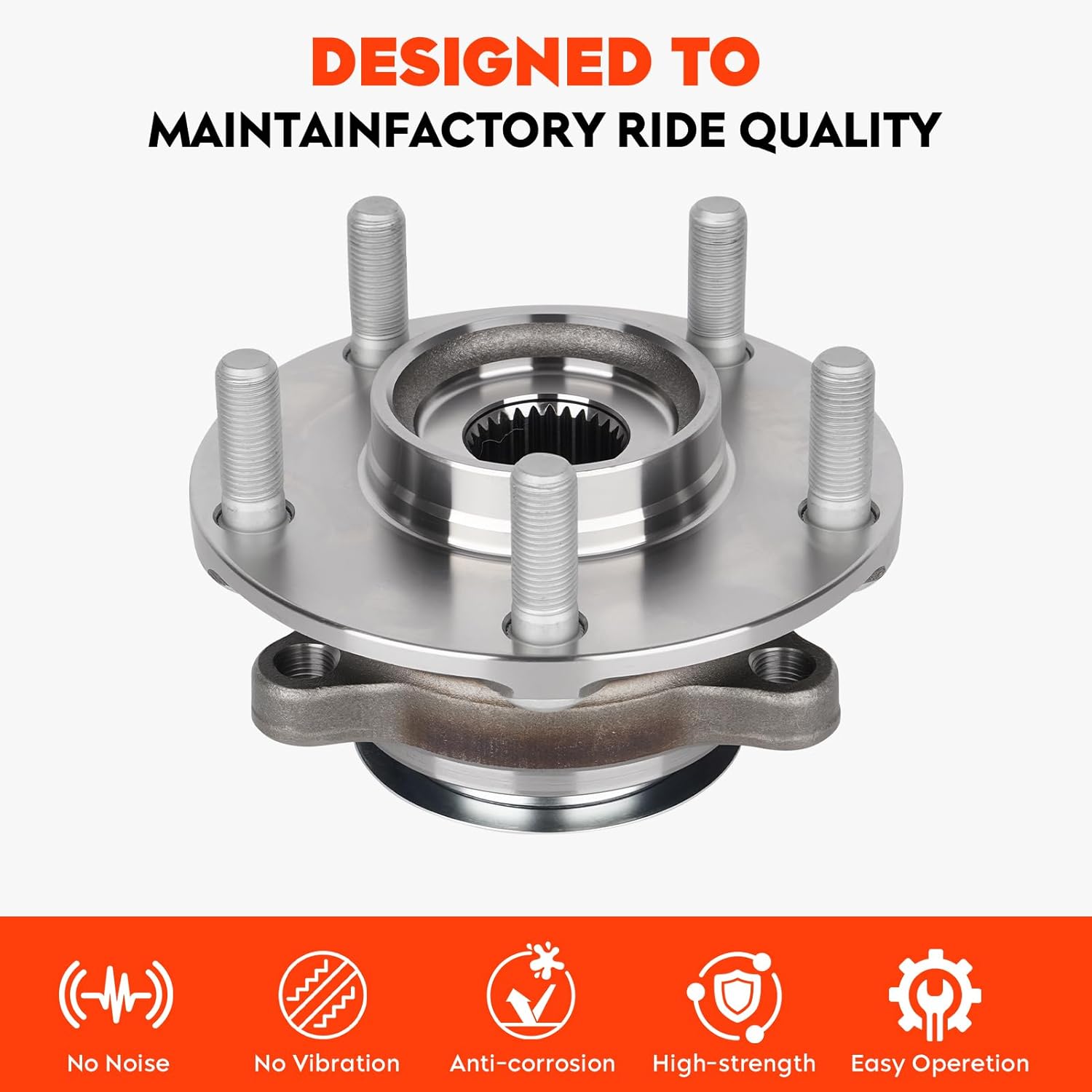 Front Wheel Hub and Bearing Assembly for Nissan Rogue 2008-2013,for Rogue Select 2014 2015, for Sentra 2008-2012 (2.5L 4 Cylinder ONLY) 5Lug w/ABS Replacement 513298 2pcs
