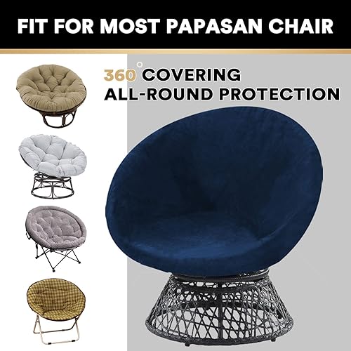 Miniatura 4 de Funda para silla de platillo redondo de terciopelo funda de silla de luna de alta elasticidad funda extraíble para silla de luna para adultos