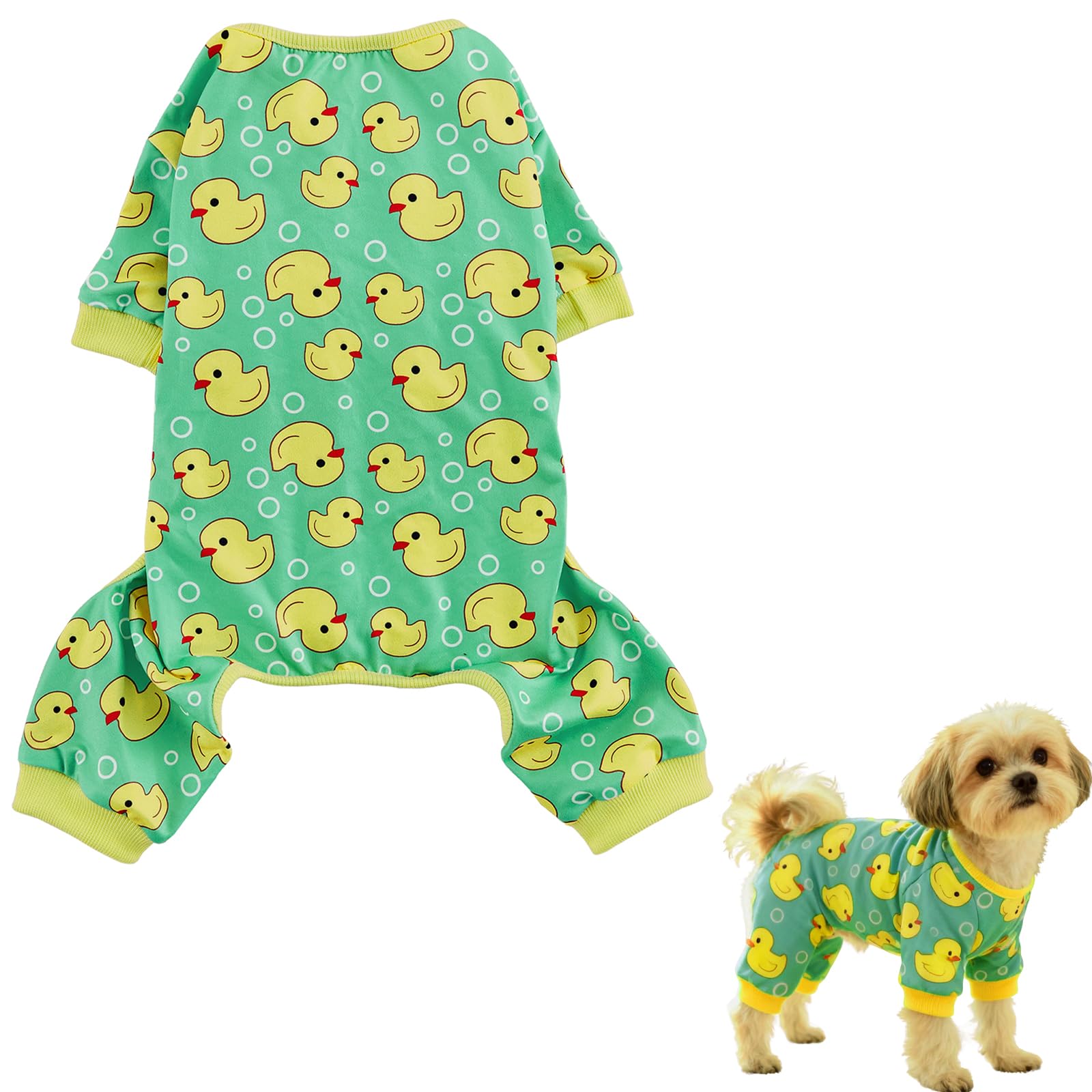 PacuM Dog Pyjamas Cute Dog Pjs Yellow Duck Pattern Pet Pajamas Onesie
