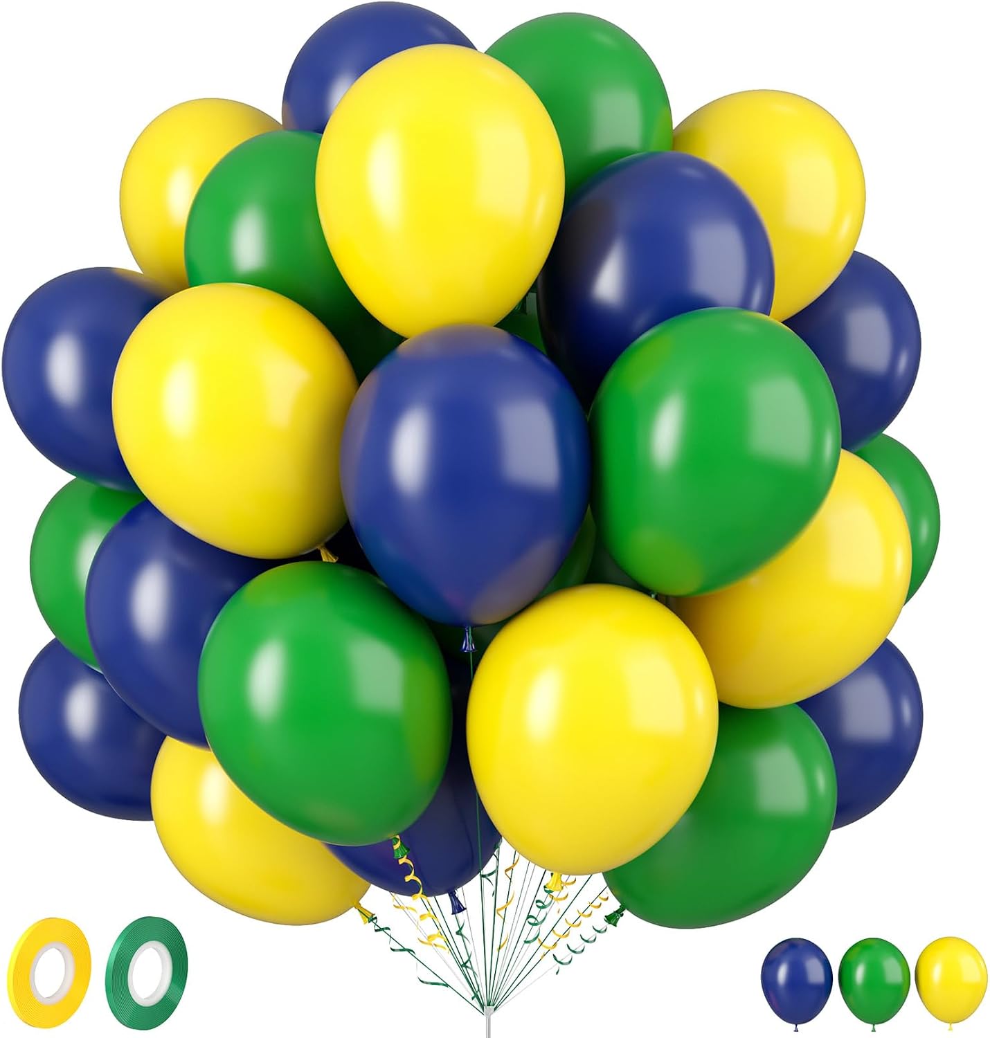 GREMAG Globos verdes, amarillos y azules, kit de globos de 12 pulgadas