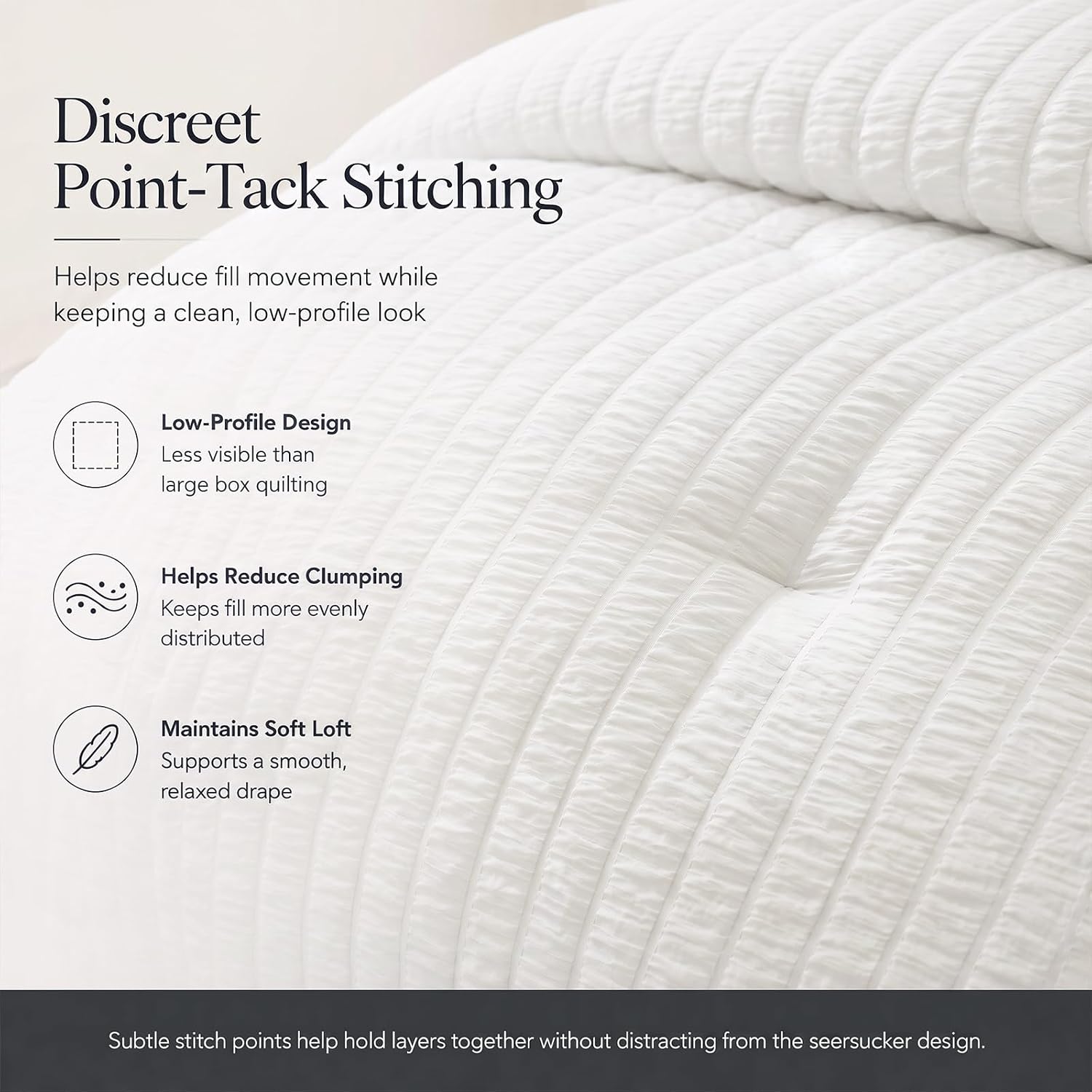 Queen Comforter Set, 7 Pieces White Seersucker Bed in a Bag | OEKO-TEX Certified, All Season Bedding Set with 240 GSM Down Alternative Comforter, Flat & Fitted Sheets, Pillowcases & Shams image 4