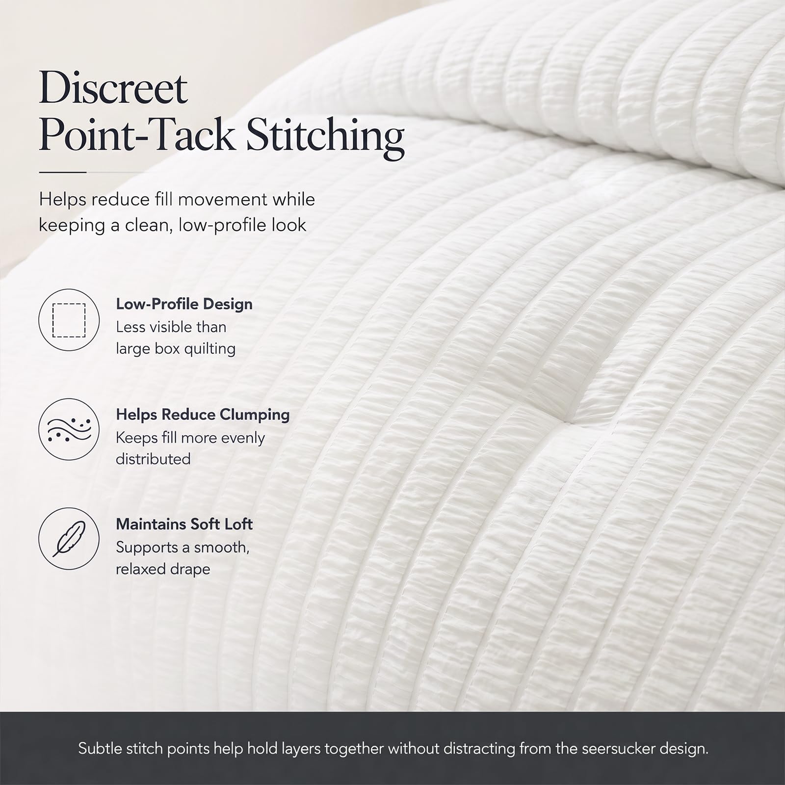 CozyLux Queen Comforter Set - 7 Pieces White Seersucker -4
