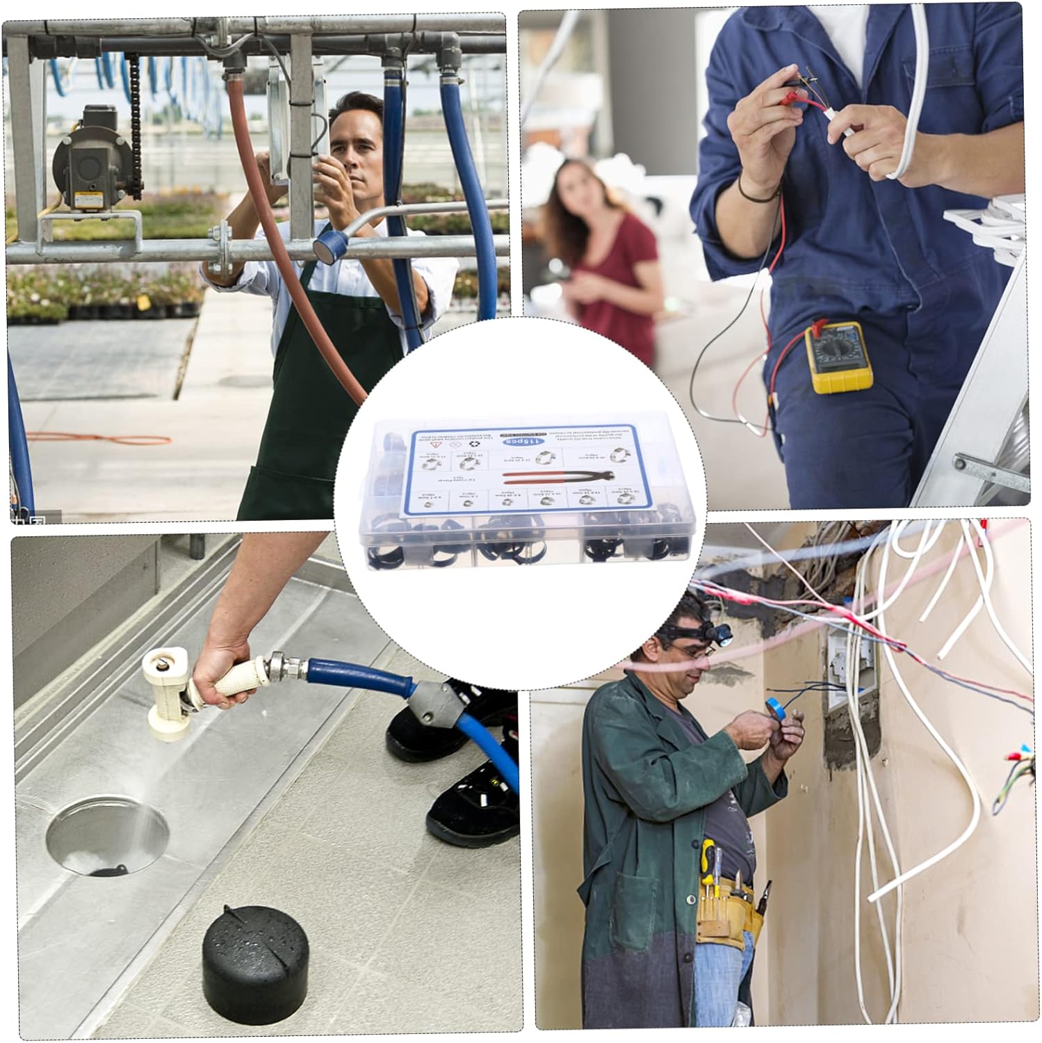 Housoutil 115pcs Stainless Steel Hose Clamp Plier Heavy Duty Clips for Automotive Radiator and Home Use and Design