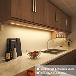Éclairage LED sous cabinet MYPLUS, kit de bandes lumineuses LED de 16,4 pi avec contrôle de variation pour cuisine, cabinet, étagère, comptoir, chambre et décoration, blanc chaud 3000K, 1050LM