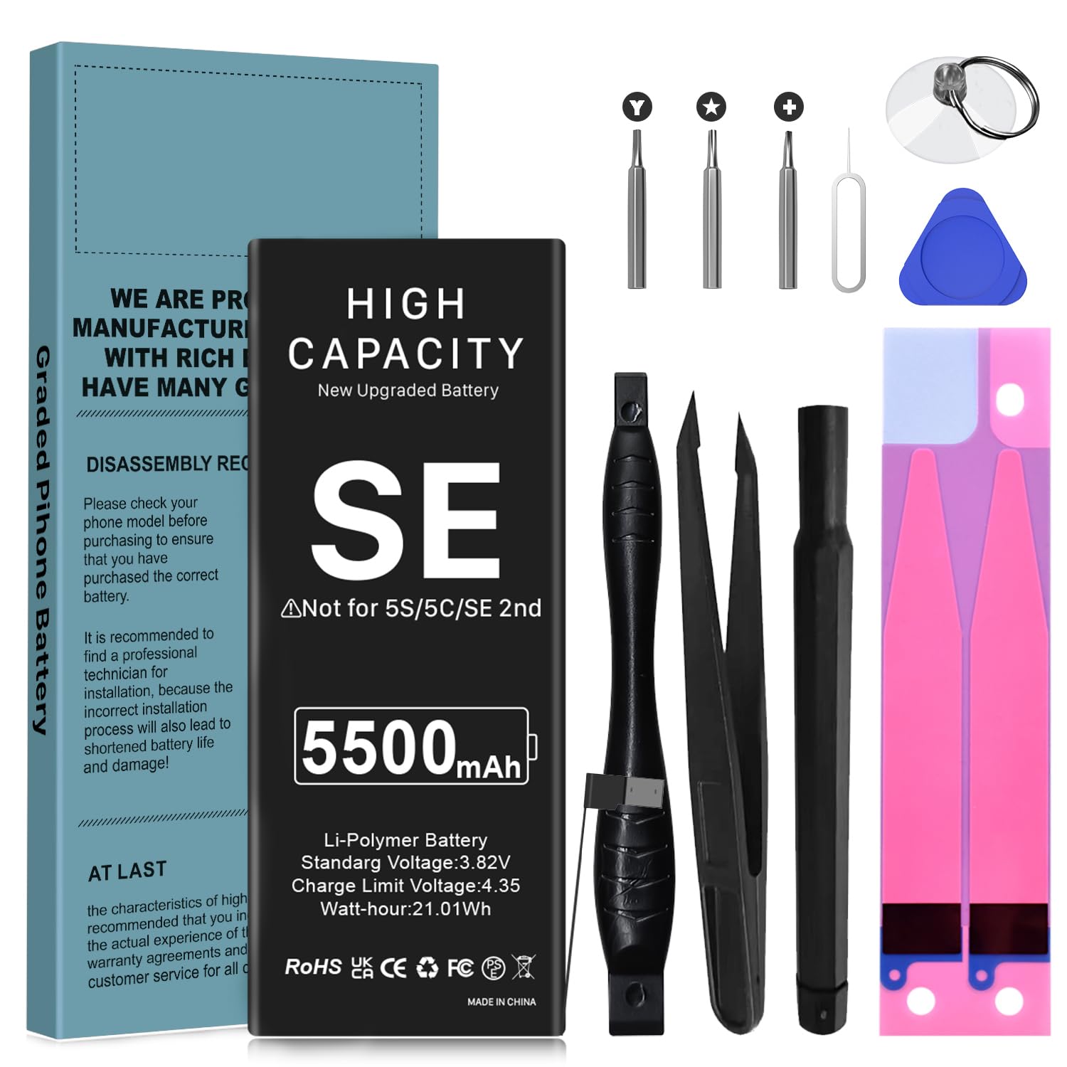 LCLEBM Akku Für IPhone 8 - 6500mAh Hochleistungsakku Mit Reparatur-Werkzeugsatz
