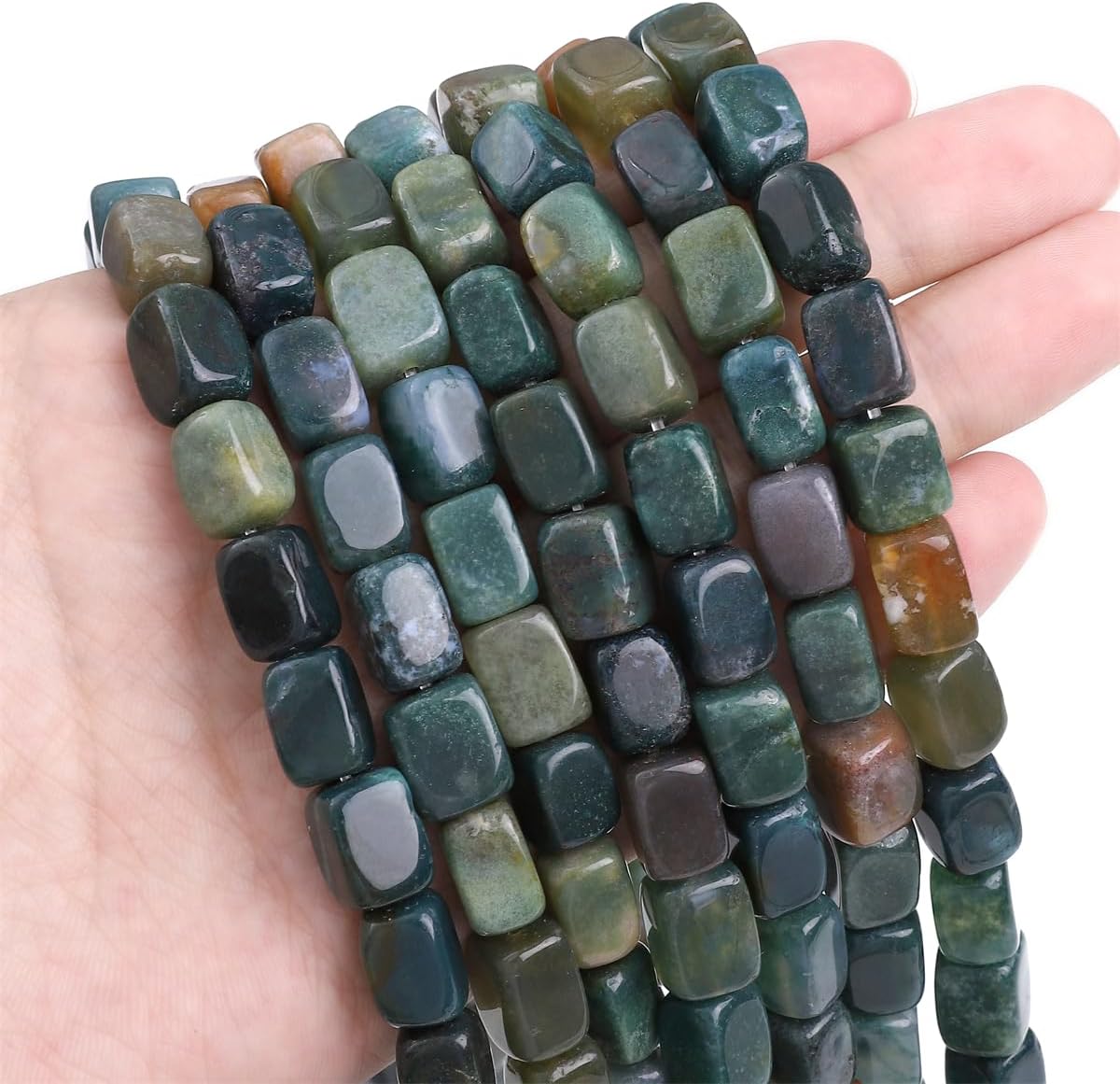 Natural Indian Agate Cuboid Stone Loose Semi Gemstone Beads for Jewelry Making 8mmx12mm 38cm/Strand - Image 3