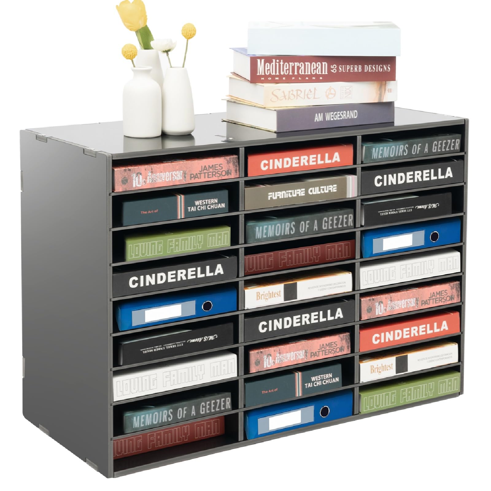 Organizzatore di Materiale informativo, ordinatore di Posta, Cassetta Postale da Tavolo con 27 Scomparti per la Classe, Nero, armadietto Portadocumenti da Tavolo, organizzatore di
