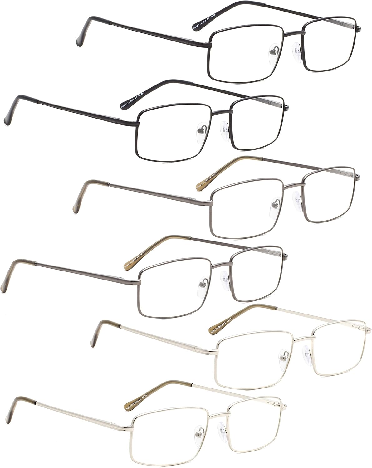 LUR READING GLASSES 3 pack Metal Readers for Men