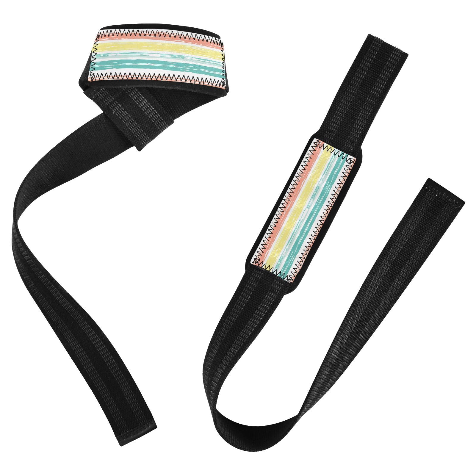 STAYTOP Colorful Stripes Wrist Straps for Weightlifting,Lifting Straps with Neoprene Cushioned Wrist Padded and Anti-Skid Silicone for Strength Training,Bodybuilding,Deadlifting