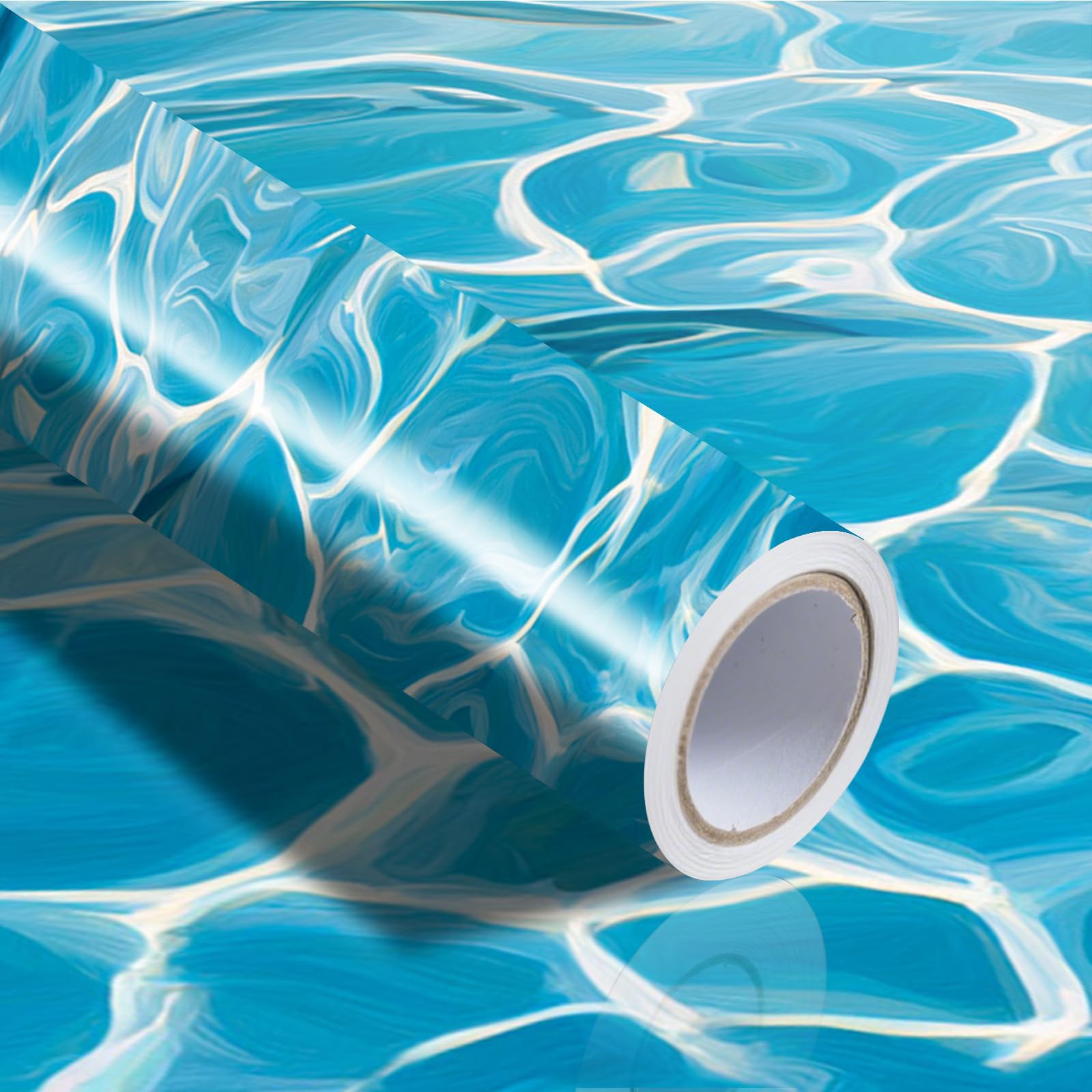 Nuxovilar Blue Water Ripple Wallpaper Peel Stick Vinyl 15.75x118.11