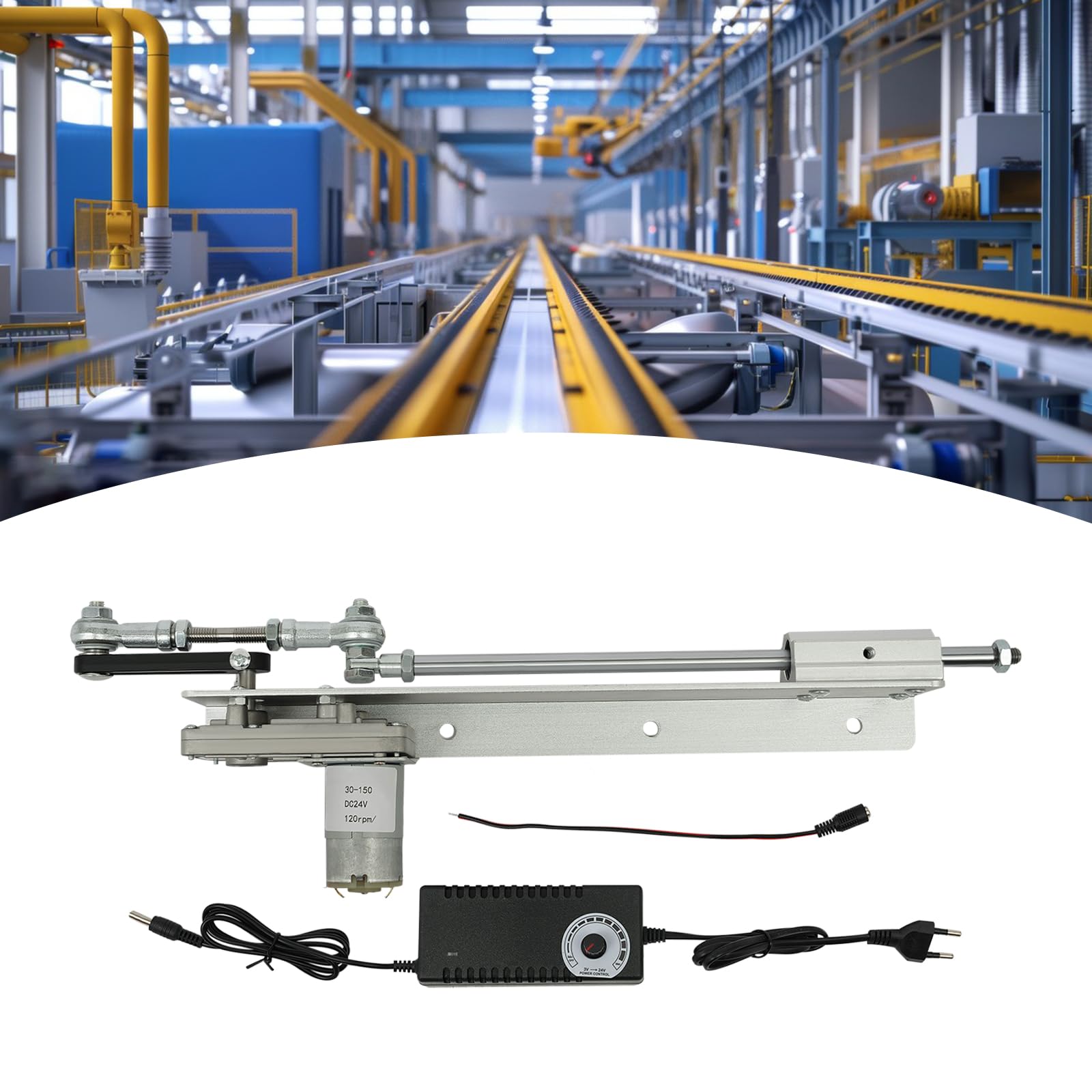 Hubkolben Linearaktuator mit einstellbarem Hub, DC 24V Elektromotor DC Motor Linearmotor Linearantrieb 24V Linear Actuator mit Drehzahlregler Hub 3-15cm