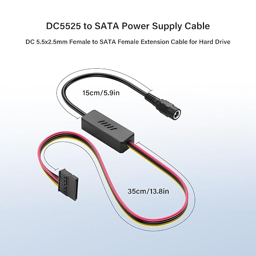 Cable adaptador de alimentación DC5525 a SATA IDE 1 a 1 miniatura 5