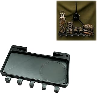 Hunting Blind Shelf Compatible with Hub Style Ground Blinds, Gear Organizer Tray with 5 Hooks & Cup Holder, Lightweight Plastic Blind Table 10" x 6.9" for Deer Turkey Hunting Accessories