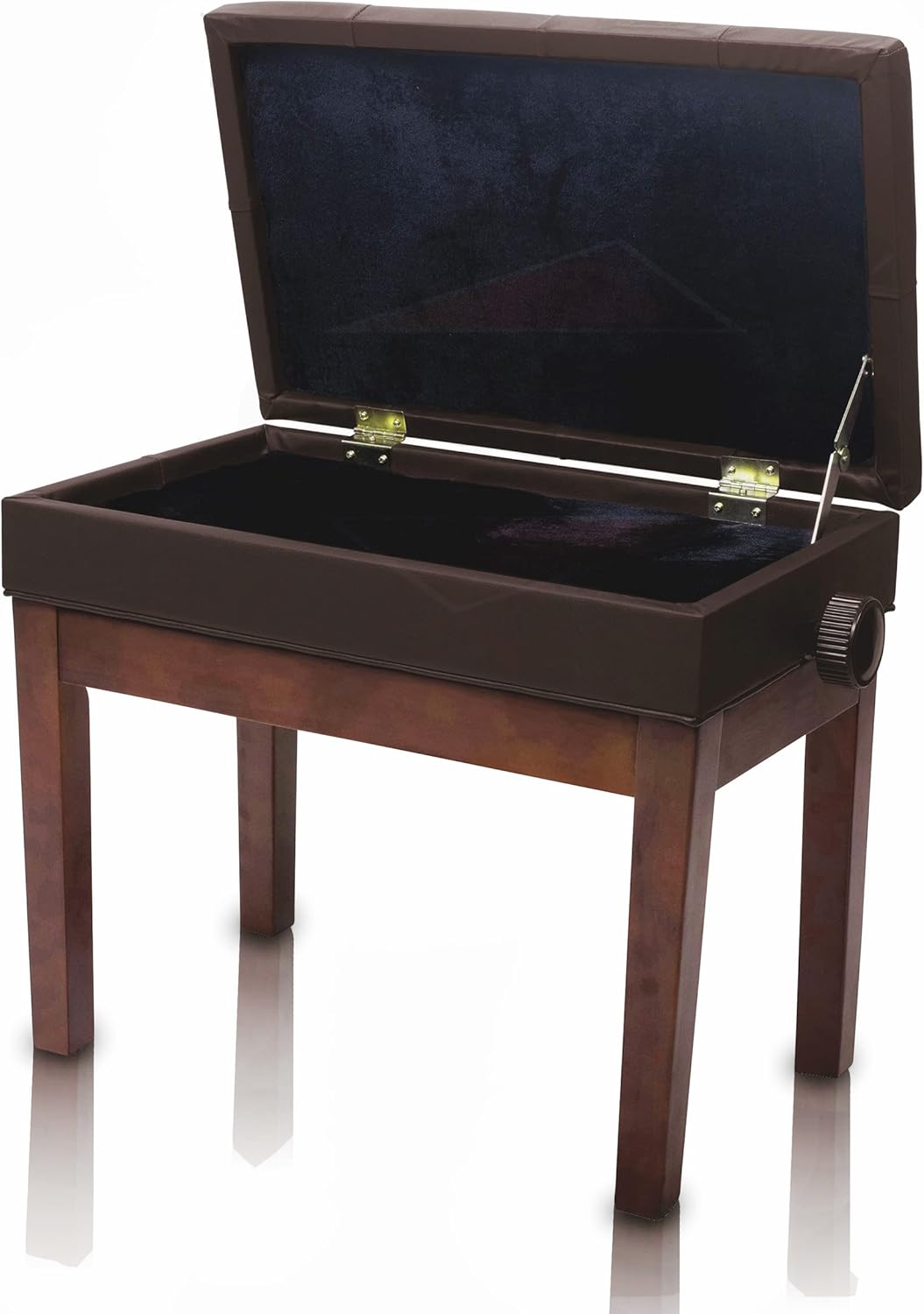 Griffin Adjustable Piano Bench (ErgonomicPRO-X Series) – Vintage Brown PU Leather, Keyboard Stool, Music Storage Seat for Home & Studio