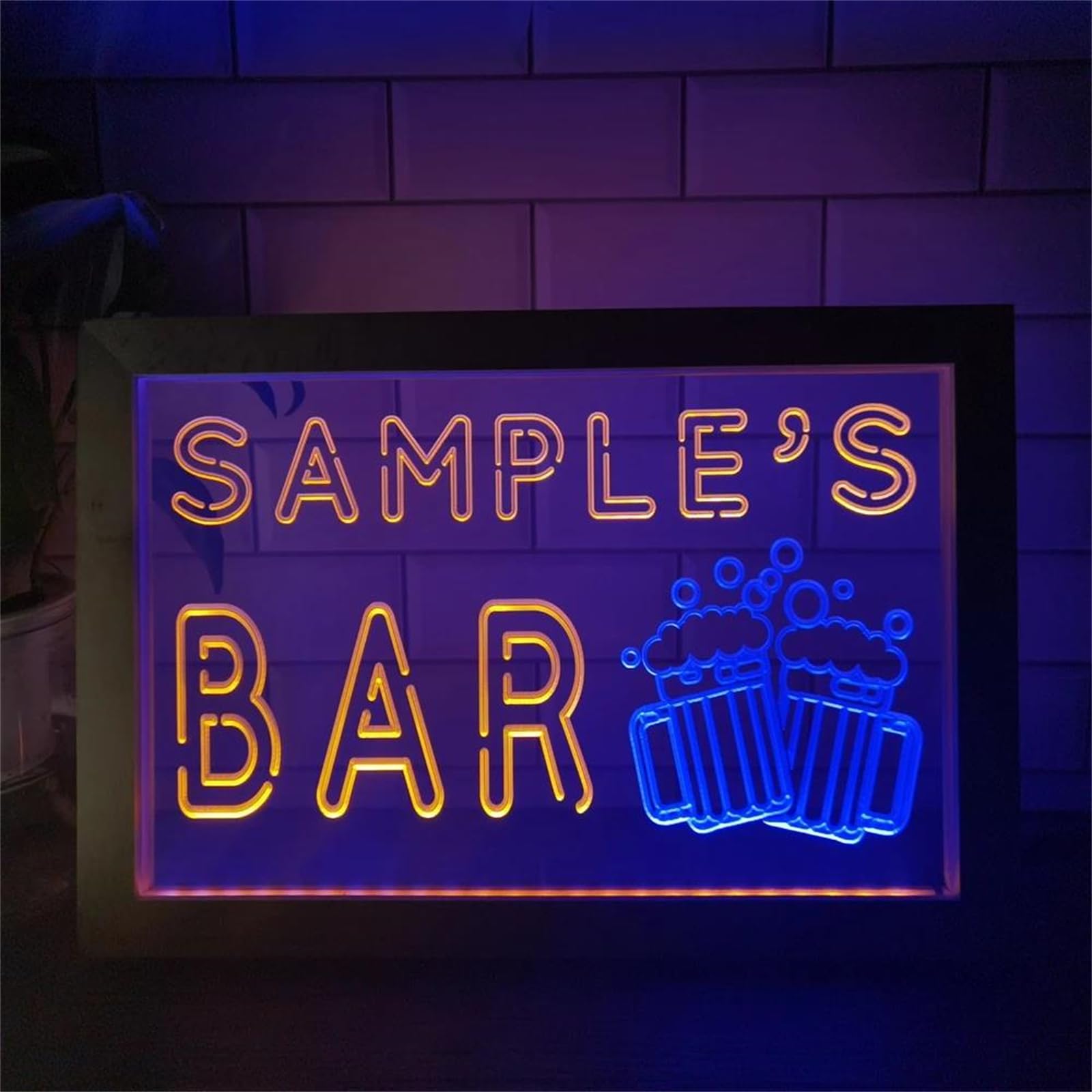 Nombre personalizado mejor bistro cerveza letrero neón led doble color marco fotos dormitorio escritorio luz nocturna 3d dormitorio bar bar club habitación adolescentes arte,I,23x17cm