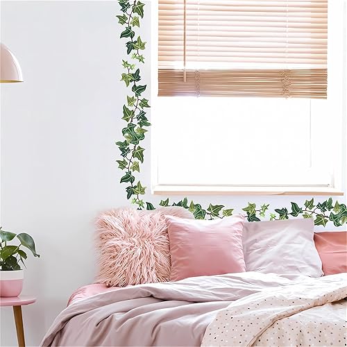 Miniatura 2 de sacinora - Calcomanías de pared de hojas frescas, calcomanías de pared de plantas verdes naturales, vinilo extraíble para sala de estar, dormitorio,