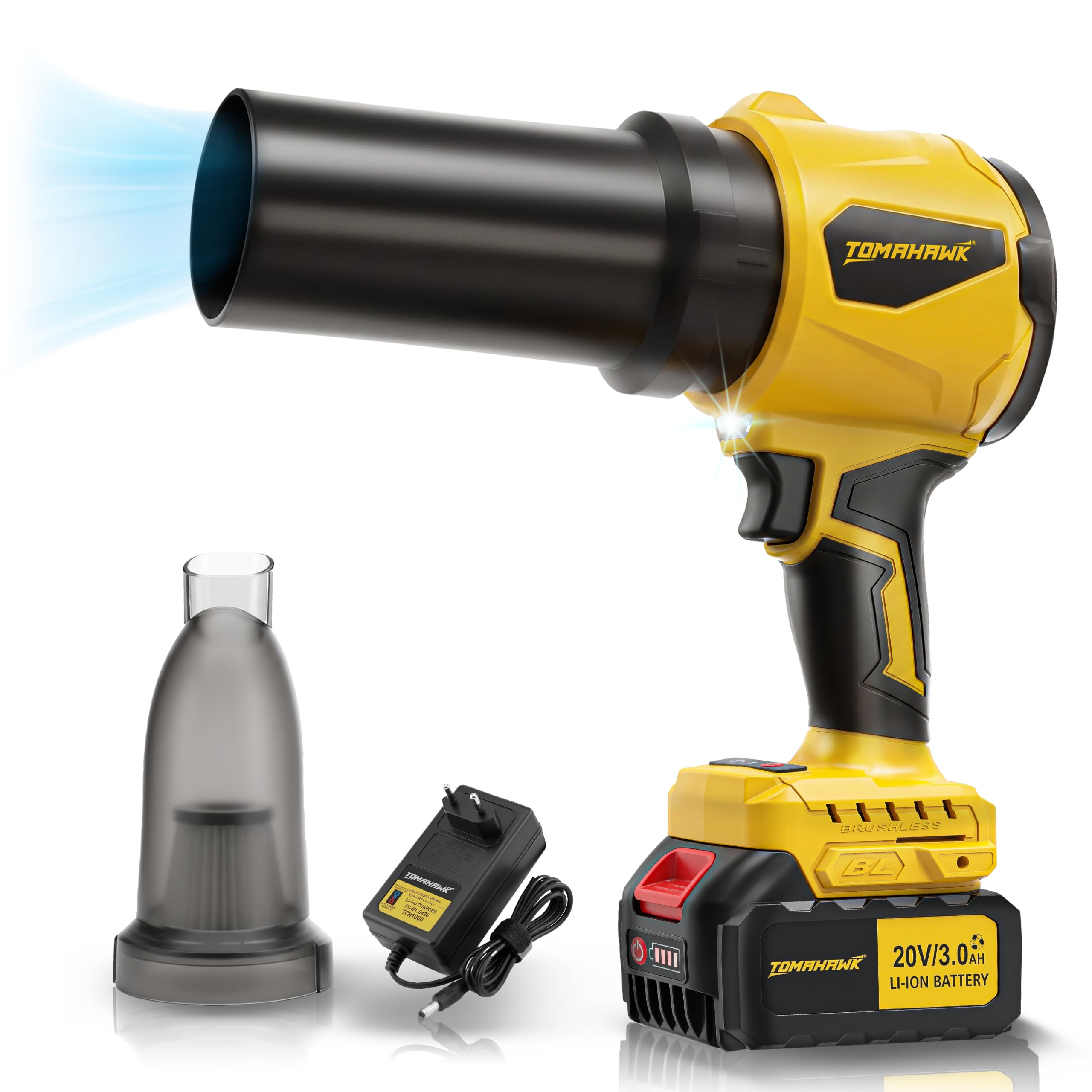 TOMAHAWK® T 970 Cord Yellow Air Blower with Dust Bag (1.8m) (600W), 16500 RPM Variable Speed Powerful Handheld Blower, Lawn Care, Snow Blowing, Dust Cleaning-image-38