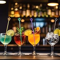 Vista 6 de Mudder 100 palitos Swizzle de 9.1 pulgadas, agitadores de cóctel de plástico para bar, de plástico desechable, estrella superior de cristal