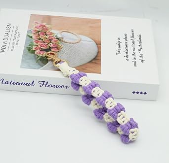 Boho Macrame Cute Butterfly Wristlet Key Chain Ring Handmade Keychain Bracelet Wrist Lanyard for Women Girls