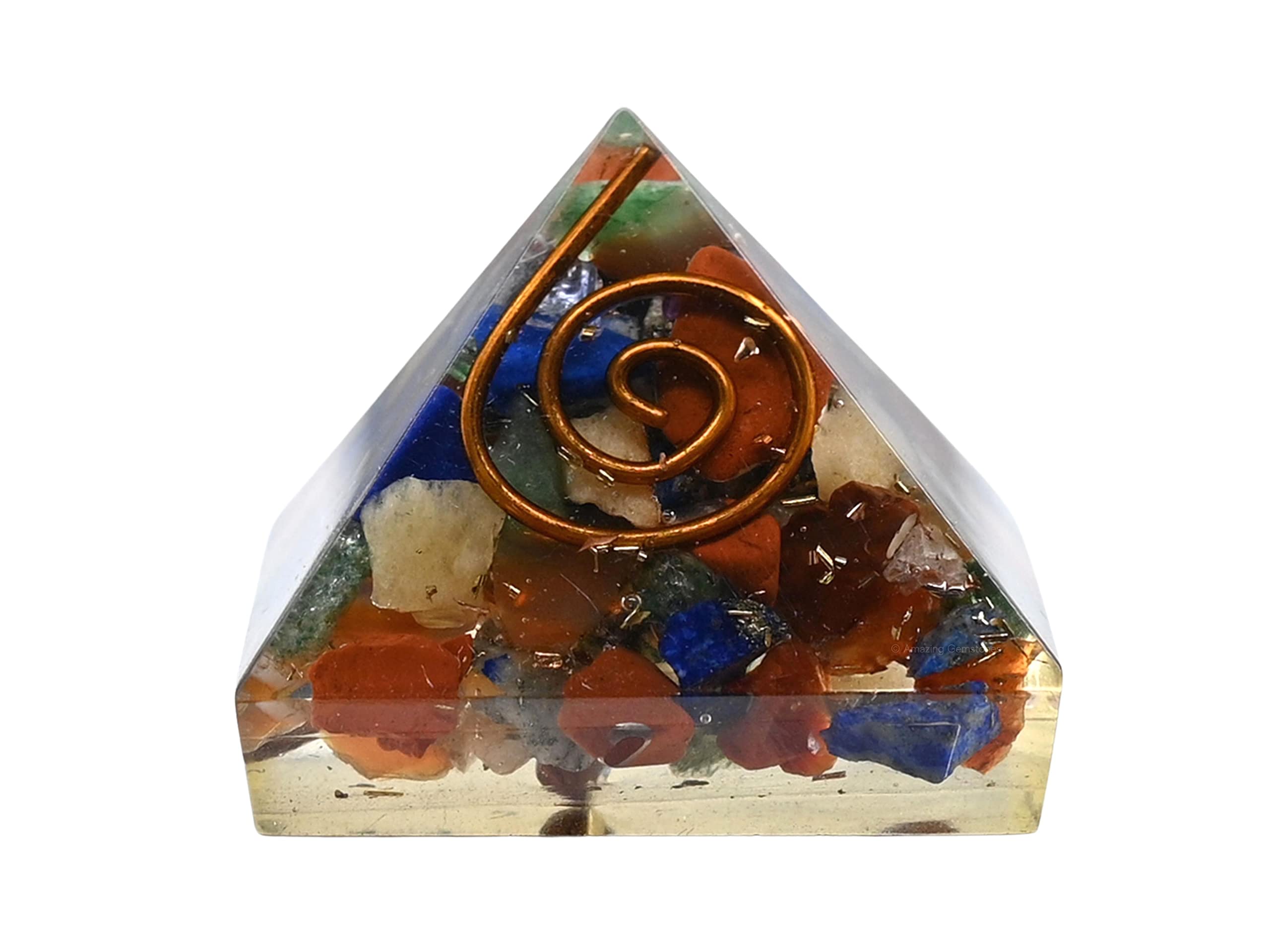 Amazing Gemstone 7 Chakra Orgone Pyramid - 30mm Small Orgonite Pyramids with Crystals and Healing Stones - Authentic Organite Gifts