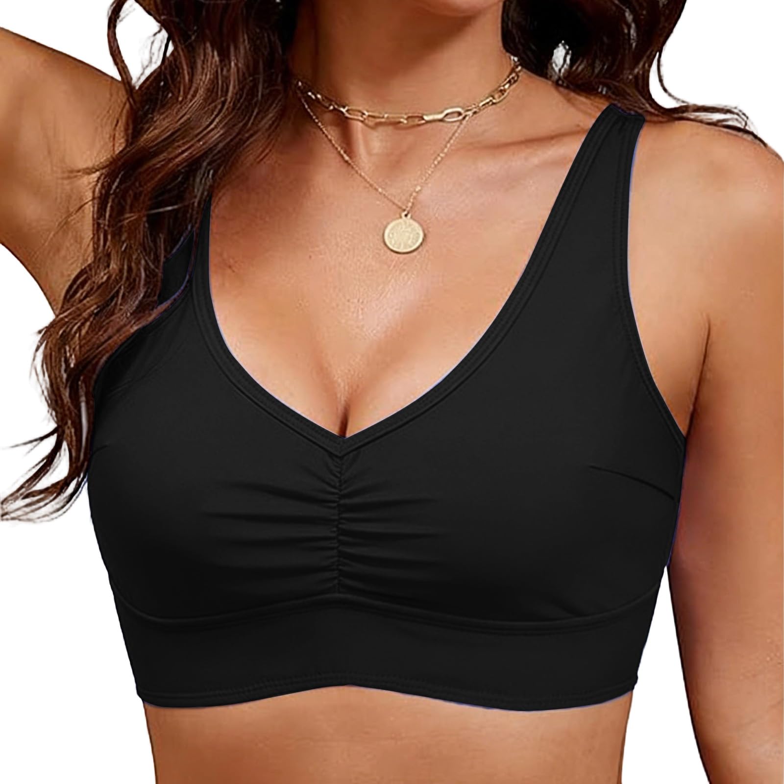 Haut de Maillot de Bain Haut de Bikini avec Rembourrage Amovible Top de Bikini Reggiseno à Nouer dans Le Dos