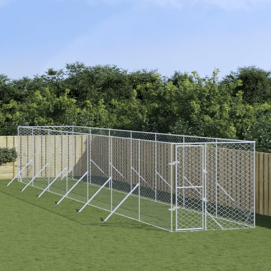 ShGaxin Zewnętrzne legowisko dla psa srebrne 2 x 14 x 2 m ze stali ocynkowanej, artykuły dla zwierząt, zwierzęta domowe - artykuły, artykuły dla psów, legowiska i wybiegi dla psów-3190454