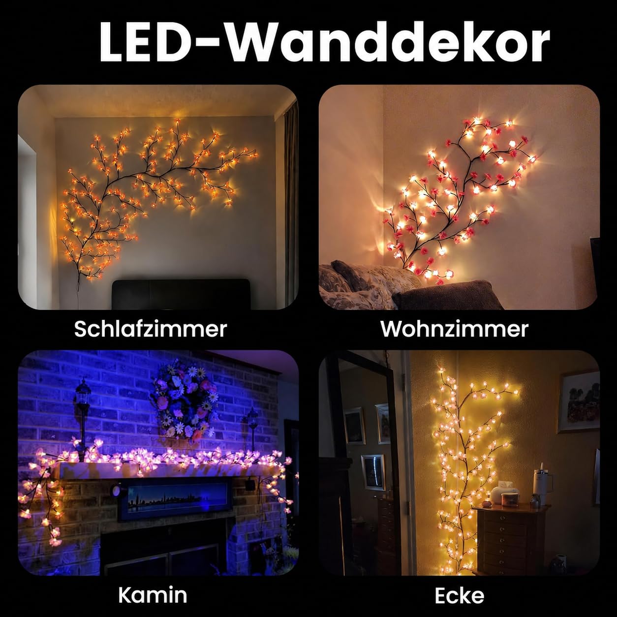 Starnearby Guirlande LED Fleur de Cerisier avec Télécommande et 8 modes d'éclairage, Branches Lumineuses Fleurs de Cerisier LED, Décoration Murale pour Chambre à Coucher, Salon (230cm 144 Leds)