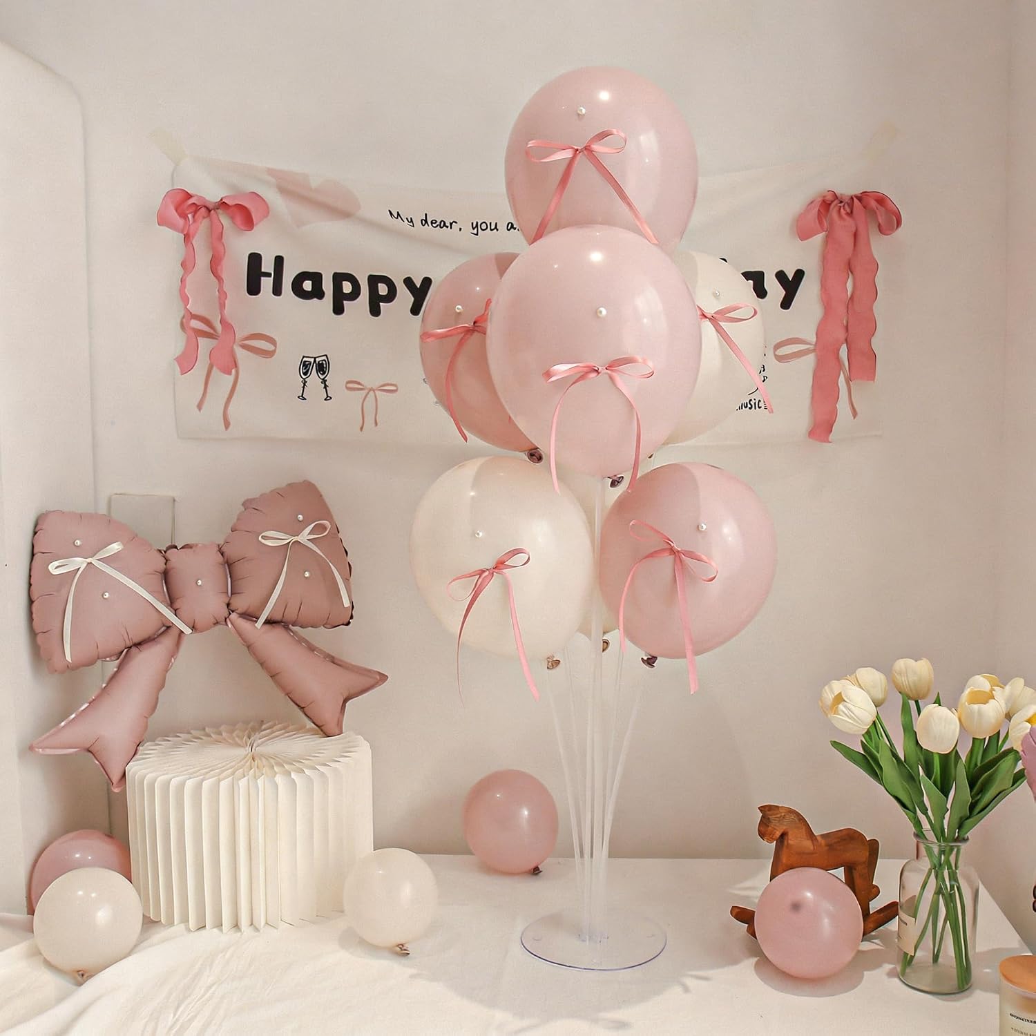 4 Sets Balloon Stand Kits Balloon Stands for Table Floor Balloon Holders for Party Decor Birthday Gender Reveal Baby Shower Engagement Graduation Wedding Centerpiece Table Decorations