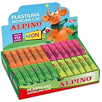 Alpino DP000915 – Espositore di plastilina con 24 pezzi da 50 g, colori assortiti