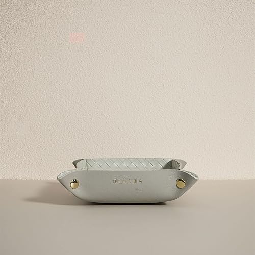 Miniatura 5 de OLETHA Bandeja decorativa pequeña estética, soporte plegable, bandeja de valet de viaje, textura tejida, gris