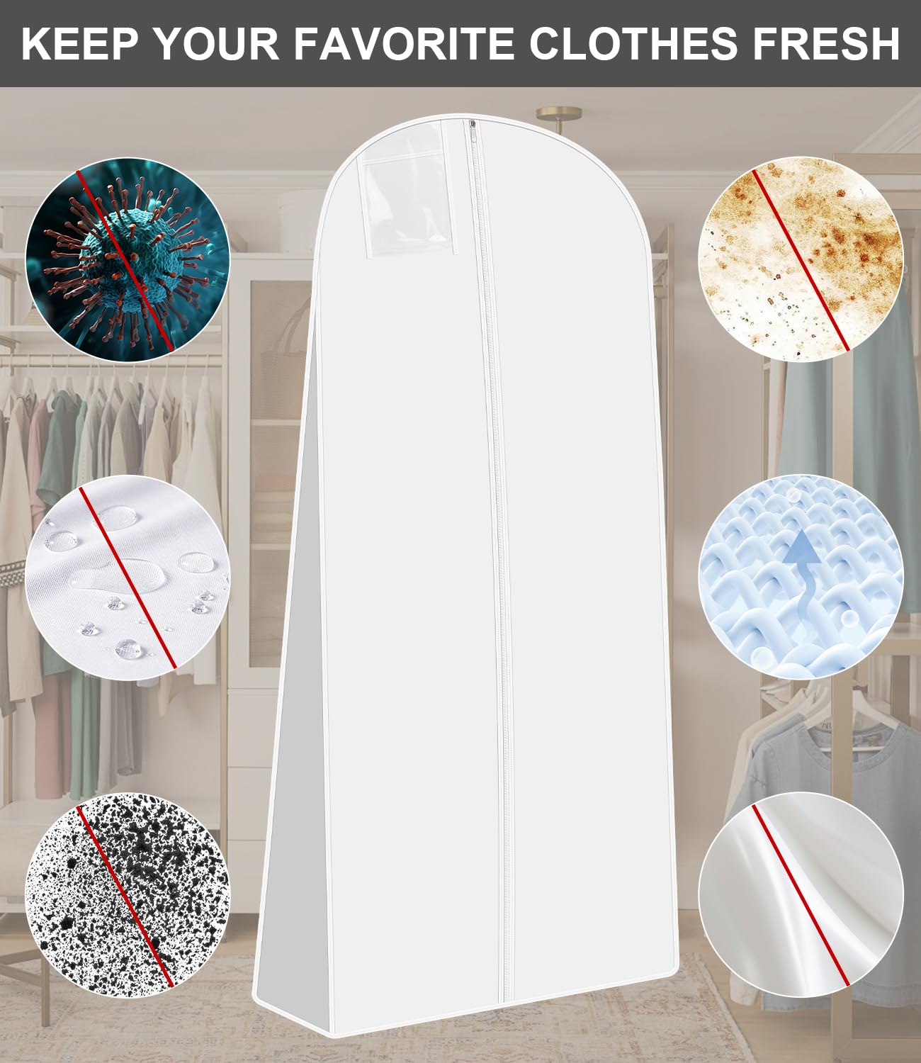 Kleidersack Lang 180 Cm - Staubdicht & Wasserabweisend Für Brautkleider & Anzüge