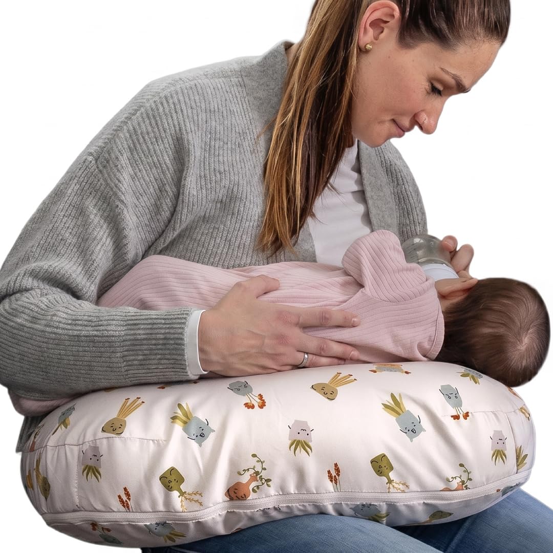 Boppy Cuscino per allattamento, con piante d'appartamento felici, più grande, più solido e di supporto per l'allattamento al seno e l'allattamento con biberon, riempimento più solido, sollevamento più