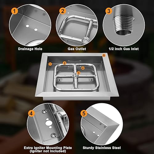 Miniatura 4 de Onlyfire - Ensamblaje de anillo y bandeja de quemador redondo de acero inoxidable, Entrega