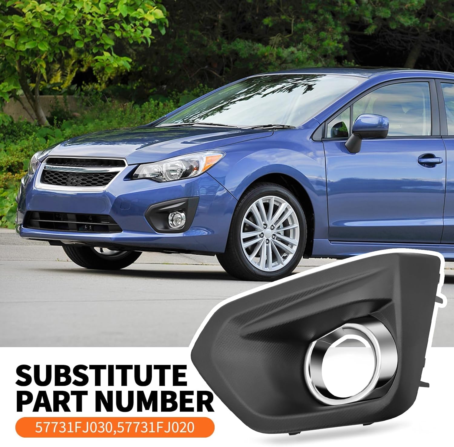 Driver Side Front Bumper Fog Light Cover Bezel Chrome Trim Compatible with Impreza 2012-2014 Fog Lamp Frame 57731FJ030