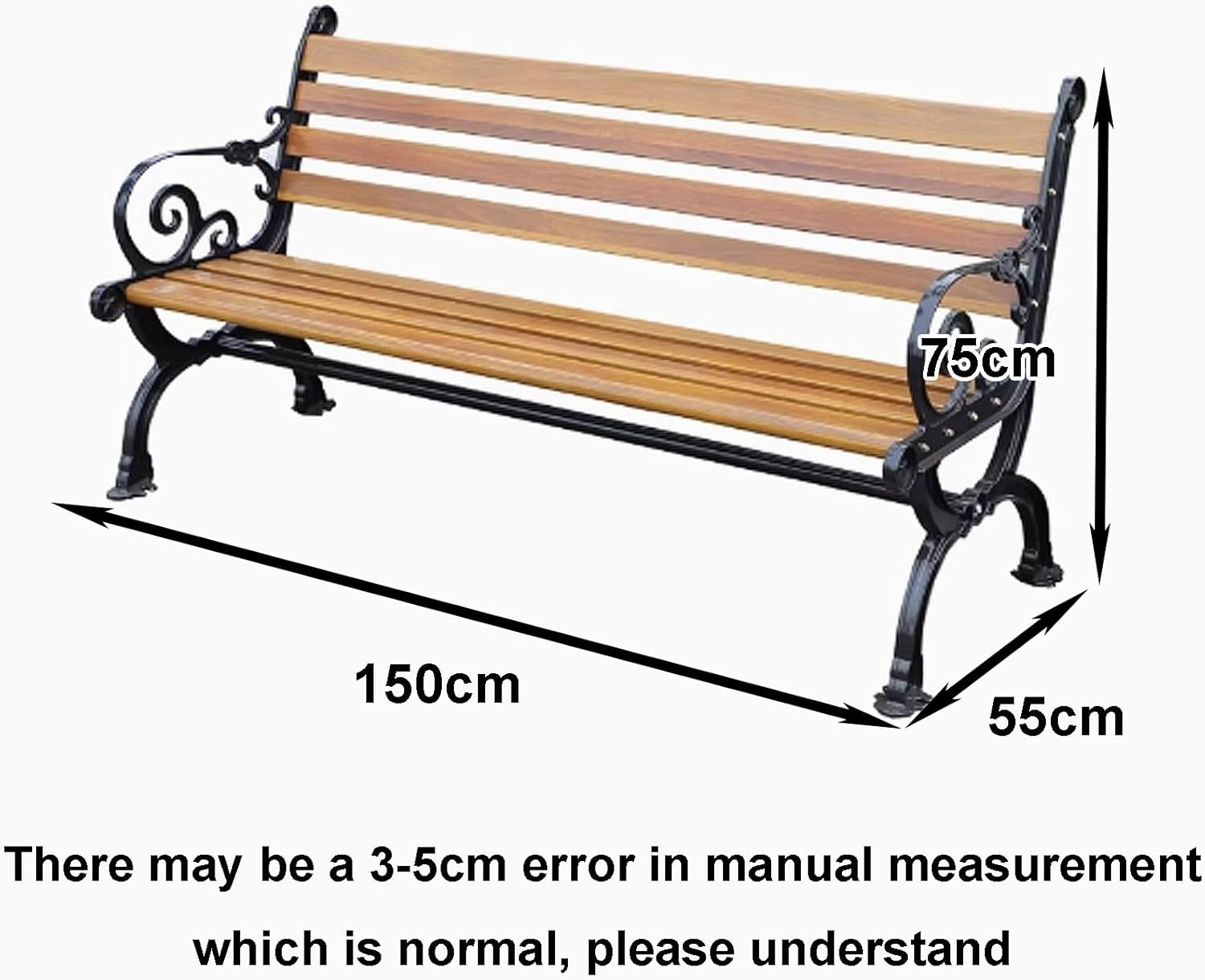 Garden Bench, Park Benches, Outdoor Lounge Furniture Couch, Porch Bench Seat, Patio Bench Weatherproof for Entryway, Backyard, Front Porch(150x55x75cm)